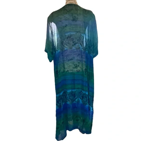 No Brand 2pc Maxi Green Tank Dress with Chiffon Multi Color Jacket Plus Size 3X - Picture 4 of 14